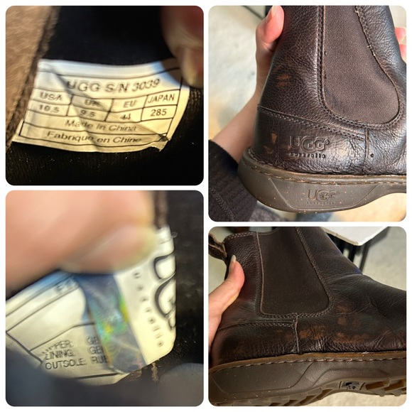 UGG Men’s Size 10.5 Brown Leather Chelsea Boots Pull-On Winter Fall Boot - Picture 4 of 8